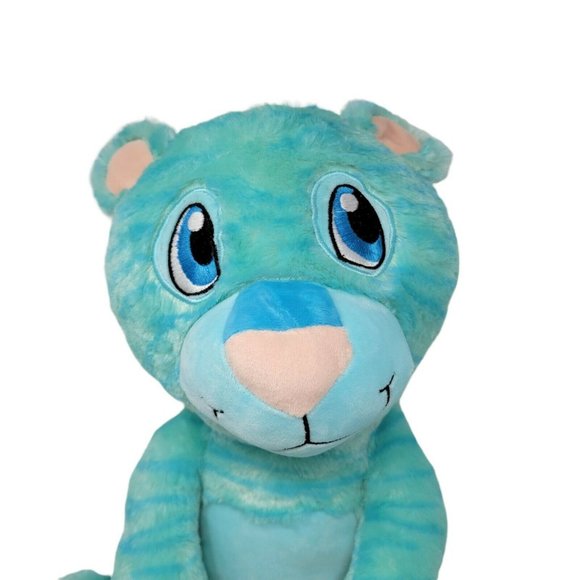 Kellytoy Mint Tiger Plush Stuffed Animal Toy 16" Blue-Green Striped Soft! - Picture 2 of 4